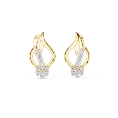 Elegant Leaf Bloom Diamond Studs