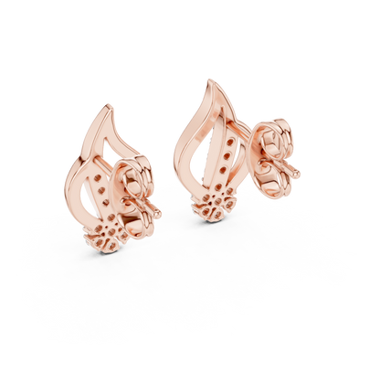 Elegant Leaf Bloom Diamond Studs
