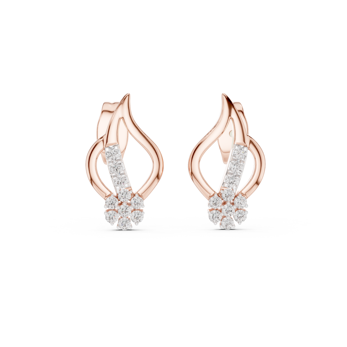 Elegant Leaf Bloom Diamond Studs