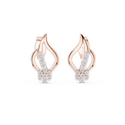 Elegant Leaf Bloom Diamond Studs