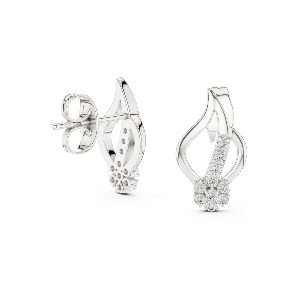 Elegant Leaf Bloom Diamond Studs