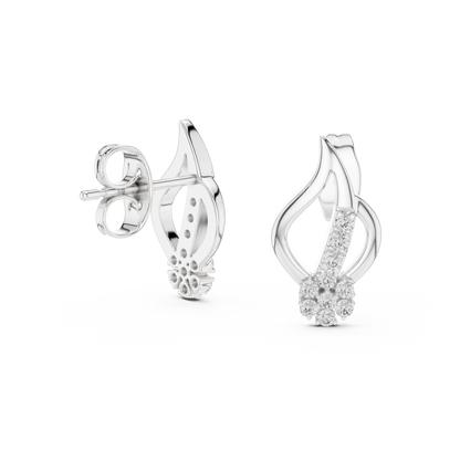 Elegant Leaf Bloom Diamond Studs