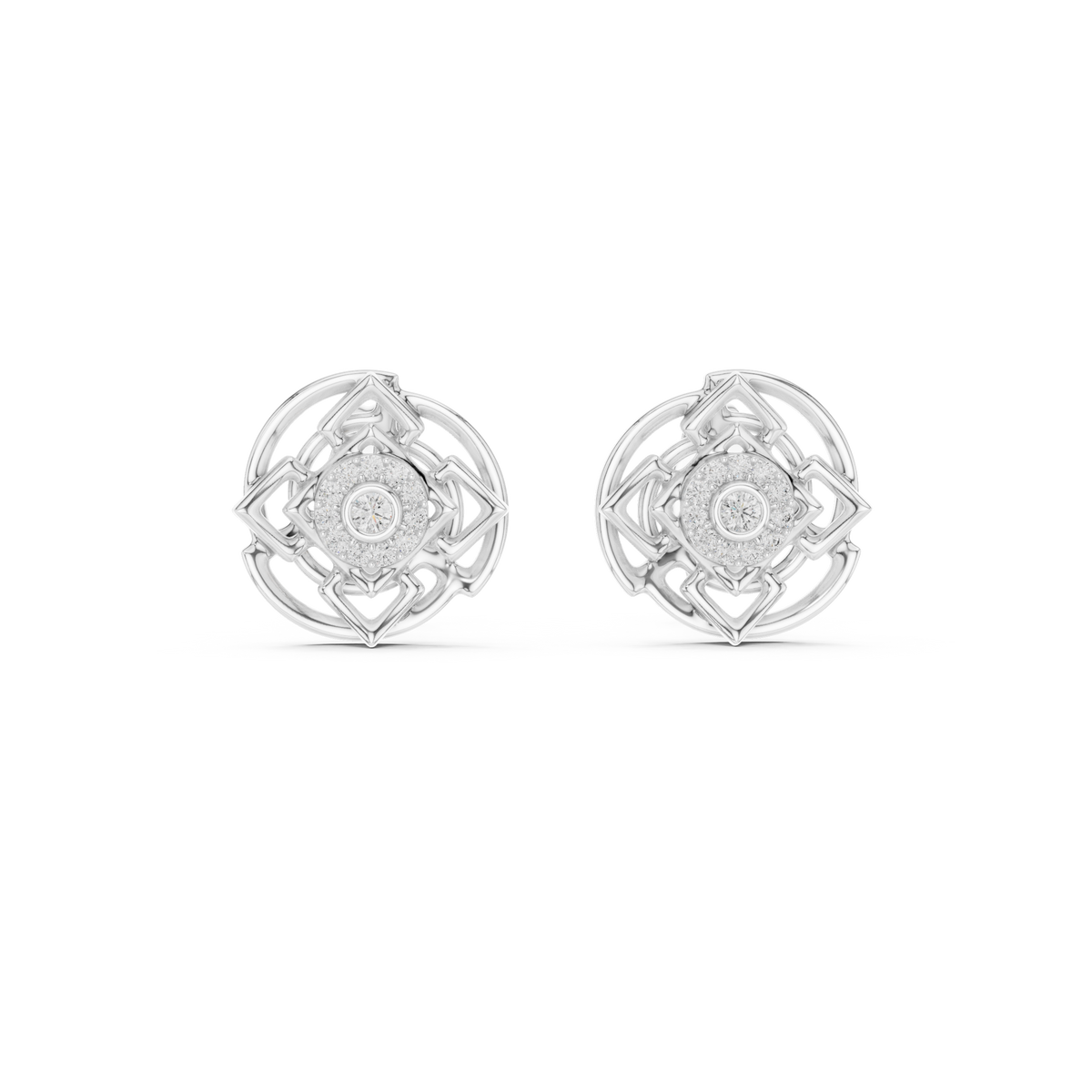 Luminous Geometric Bloom Diamond Studs