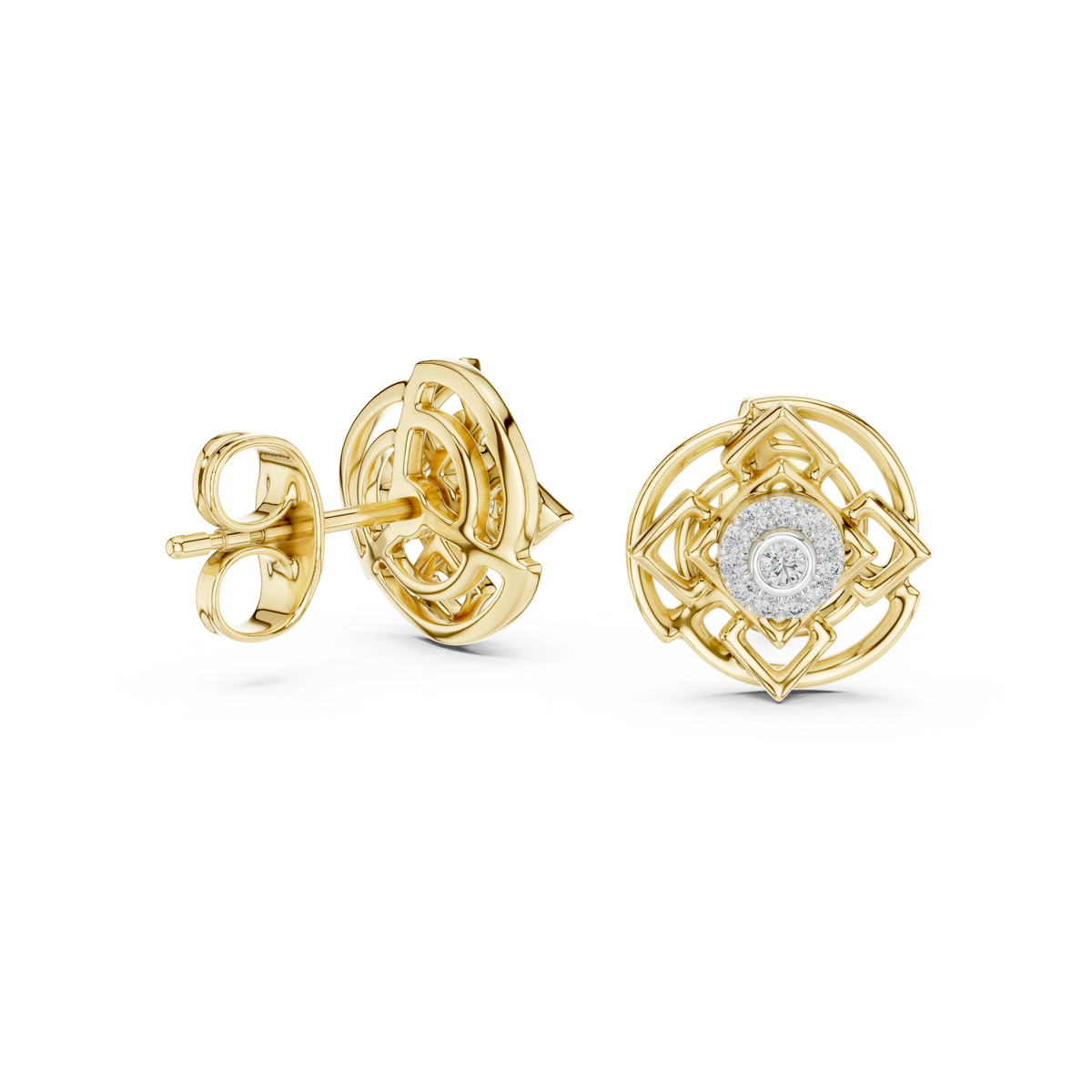Luminous Geometric Bloom Diamond Studs