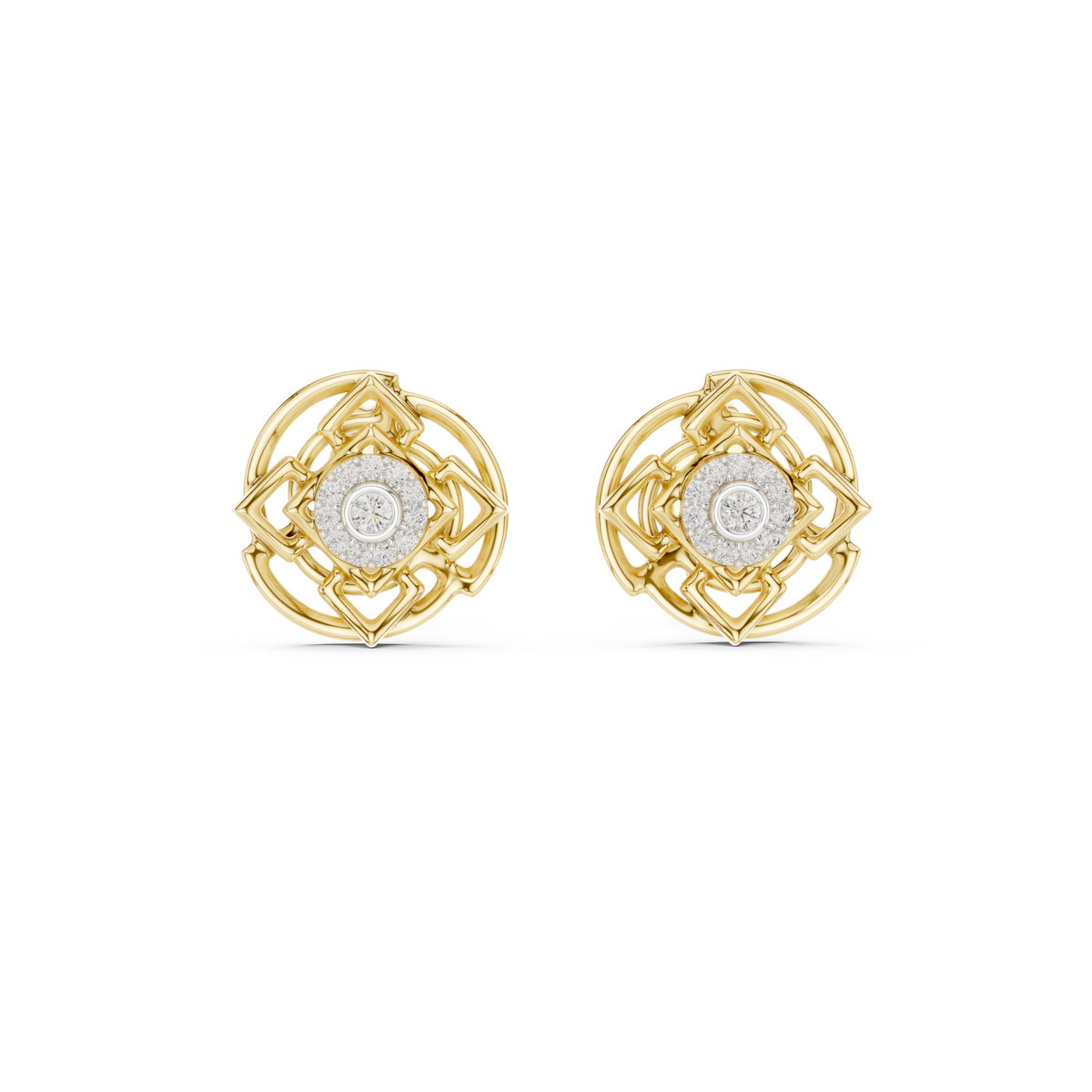 Luminous Geometric Bloom Diamond Studs