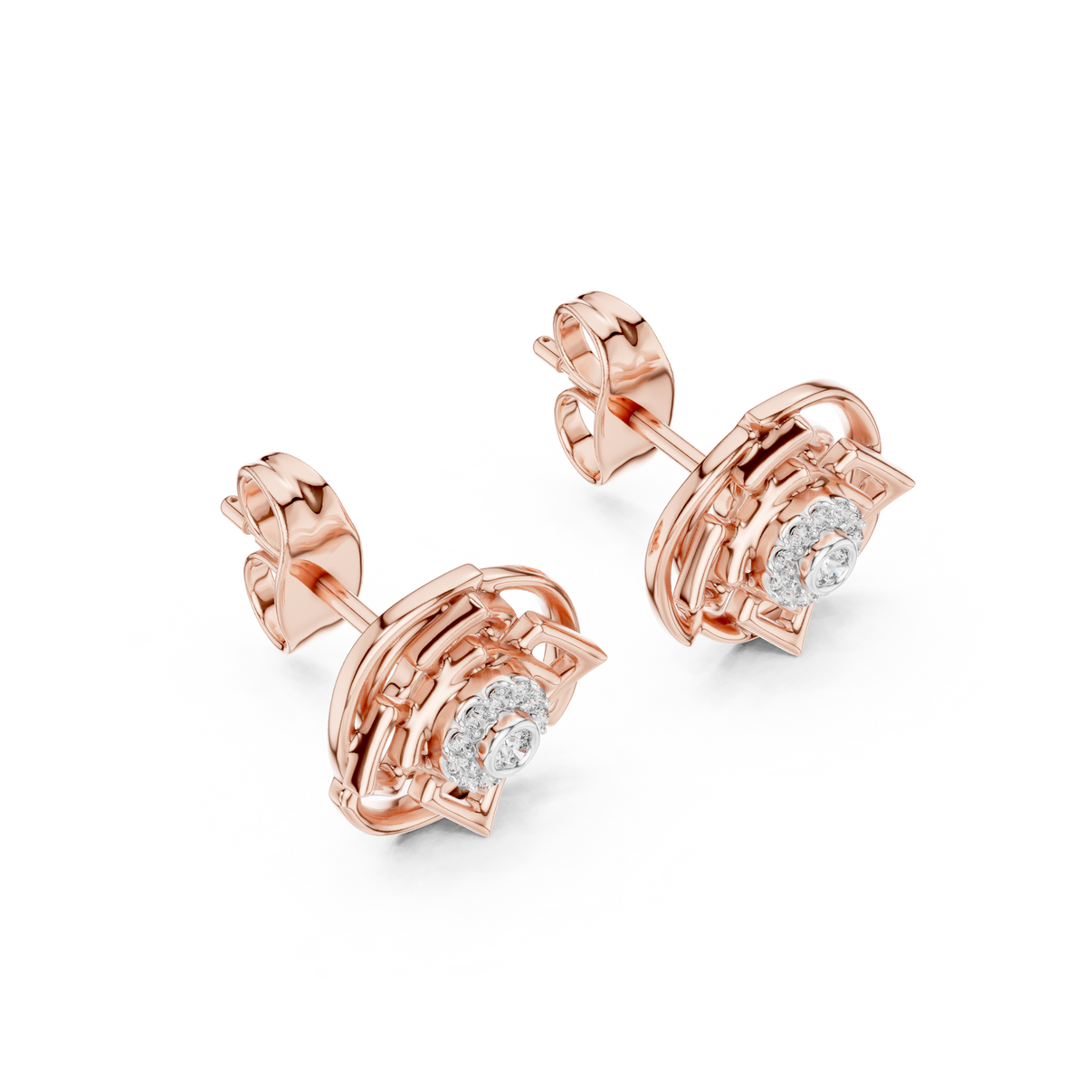 Luminous Geometric Bloom Diamond Studs