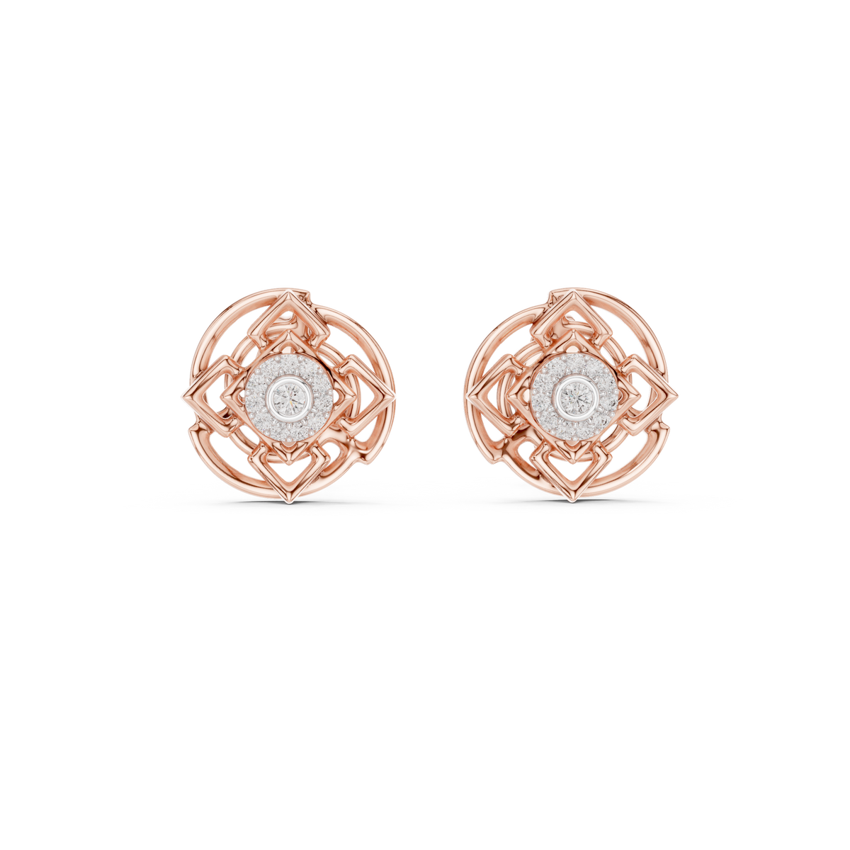 Luminous Geometric Bloom Diamond Studs