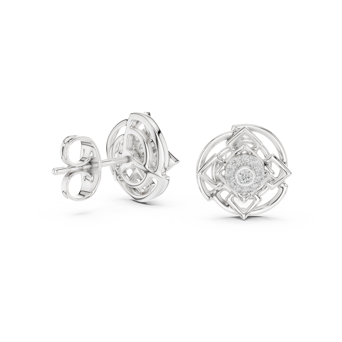 Luminous Geometric Bloom Diamond Studs