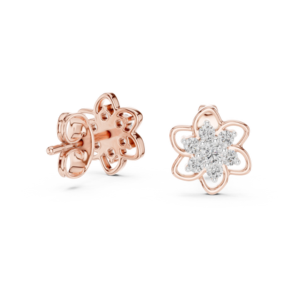 Radiant Eight Petal Floral Diamond Studs