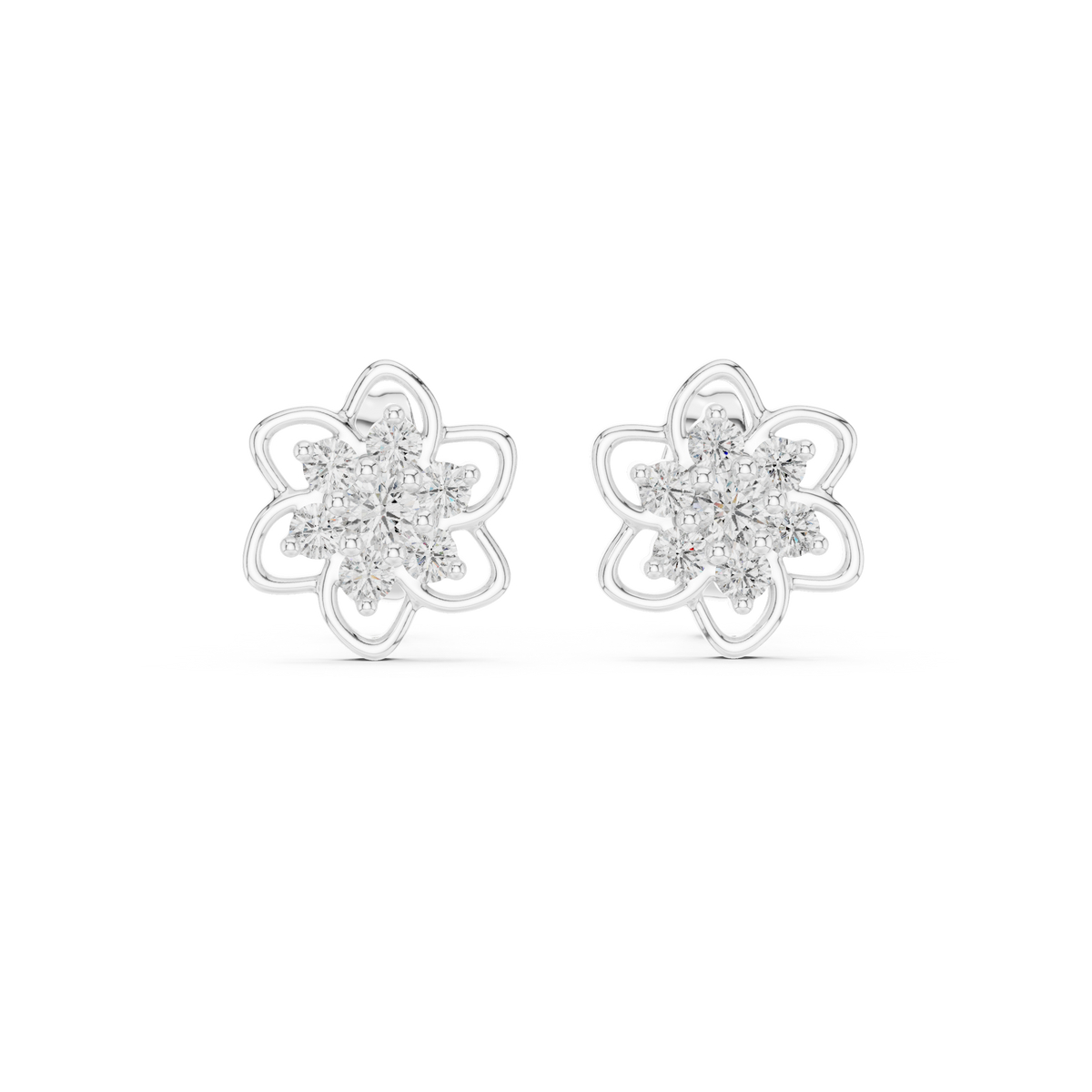 Radiant Eight Petal Floral Diamond Studs