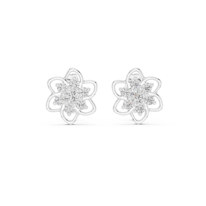 Radiant Eight Petal Floral Diamond Studs