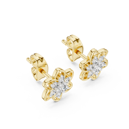 Radiant Eight Petal Floral Diamond Studs