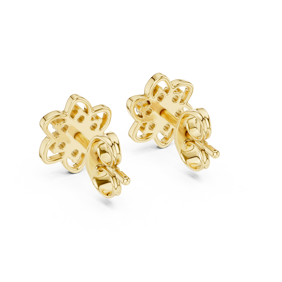 Radiant Eight Petal Floral Diamond Studs