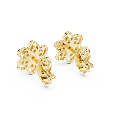 Radiant Eight Petal Floral Diamond Studs