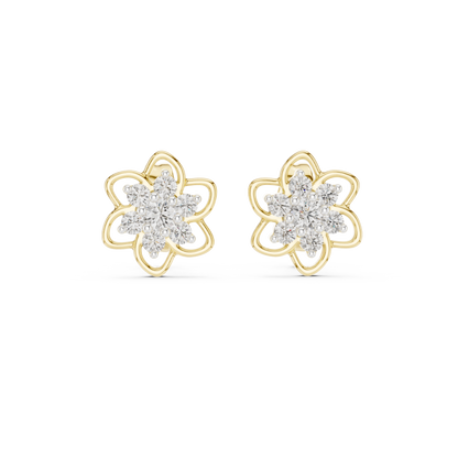 Radiant Eight Petal Floral Diamond Studs