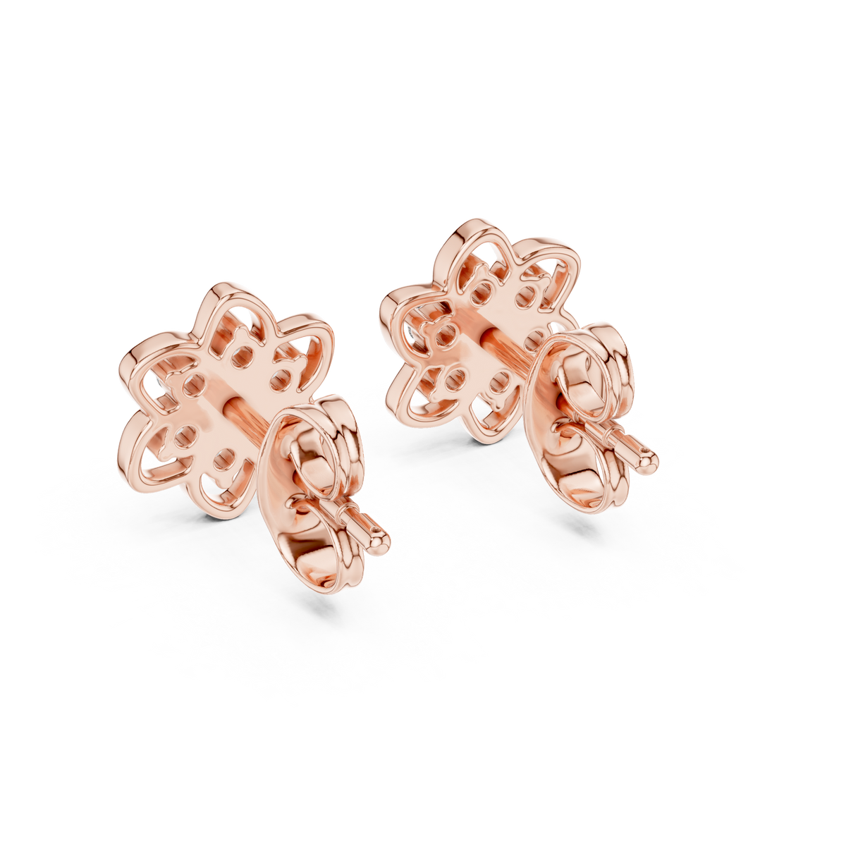 Radiant Eight Petal Floral Diamond Studs