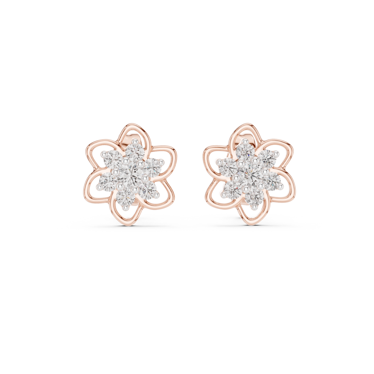 Radiant Eight Petal Floral Diamond Studs
