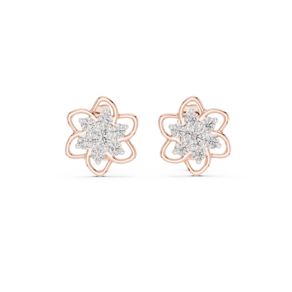 Radiant Eight Petal Floral Diamond Studs