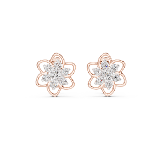 Radiant Eight Petal Floral Diamond Studs