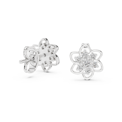 Radiant Eight Petal Floral Diamond Studs