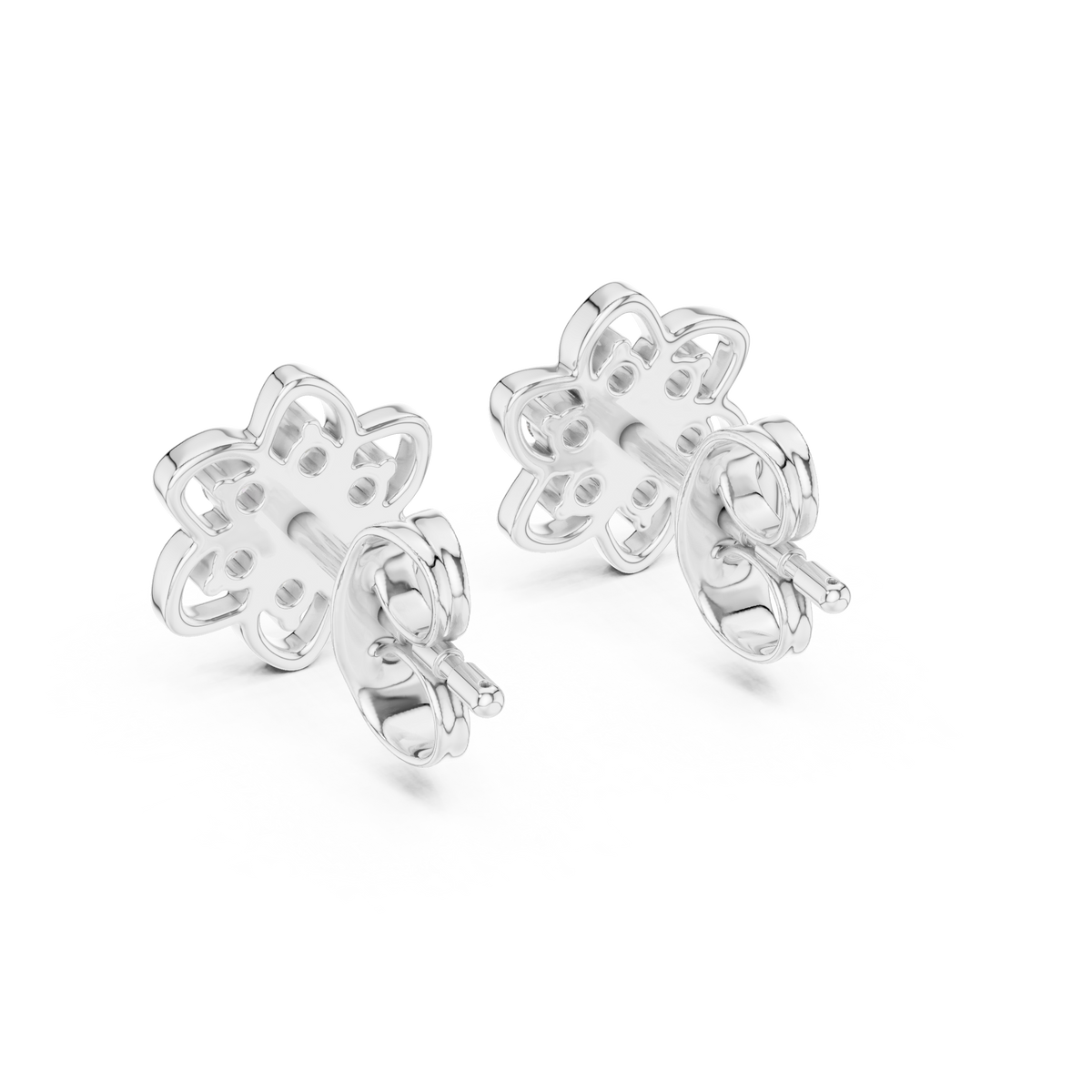 Radiant Eight Petal Floral Diamond Studs
