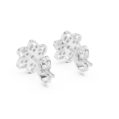 Radiant Eight Petal Floral Diamond Studs