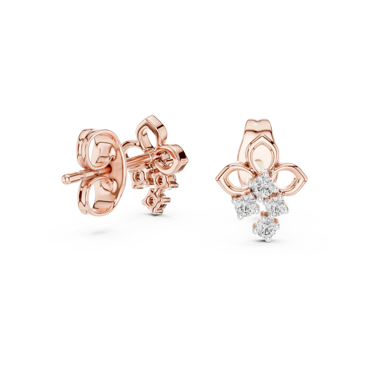 Elegant Floral Cascade Diamond Studs