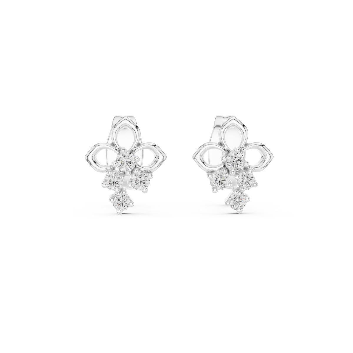 Elegant Floral Cascade Diamond Studs