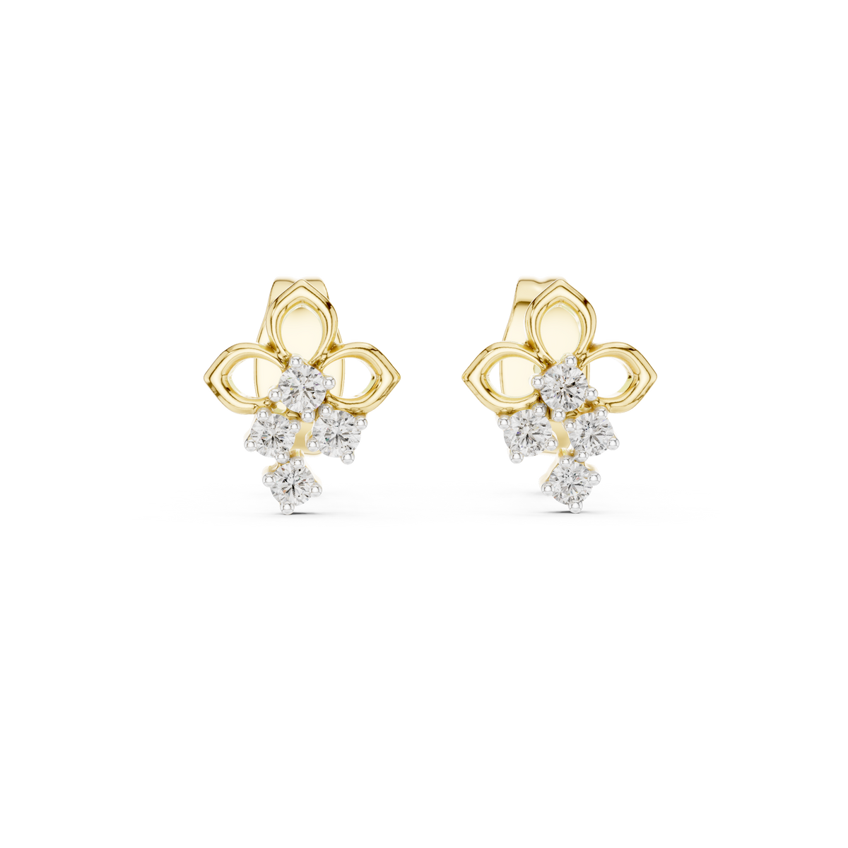 Elegant Floral Cascade Diamond Studs