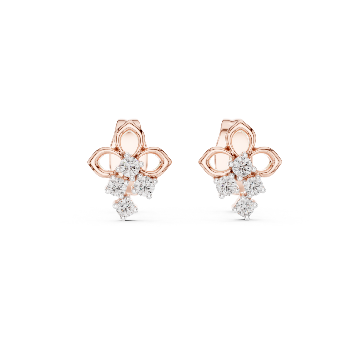 Elegant Floral Cascade Diamond Studs