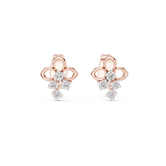 Elegant Floral Cascade Diamond Studs