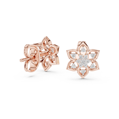 Regal Snowflake Floral Diamond Studs