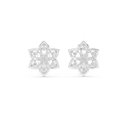 Regal Snowflake Floral Diamond Studs