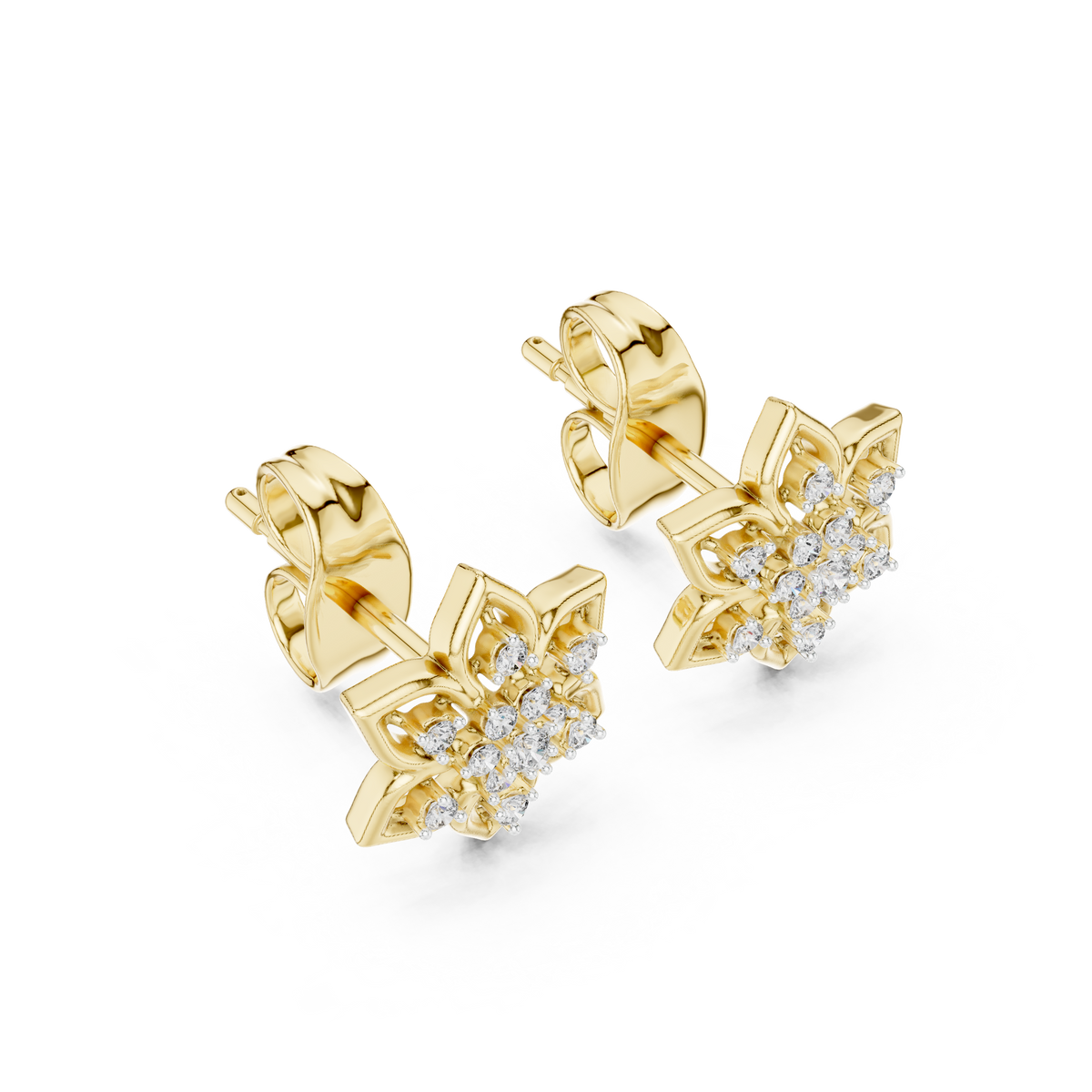 Regal Snowflake Floral Diamond Studs