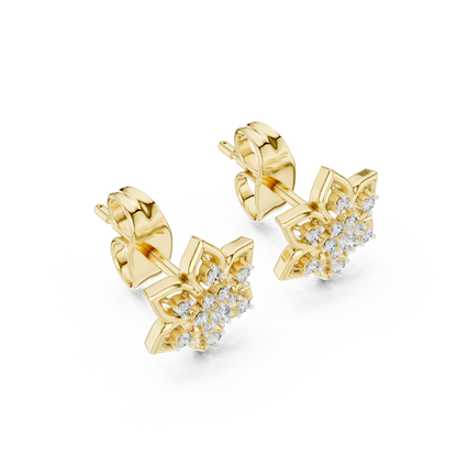 Regal Snowflake Floral Diamond Studs