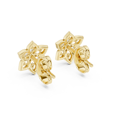 Regal Snowflake Floral Diamond Studs