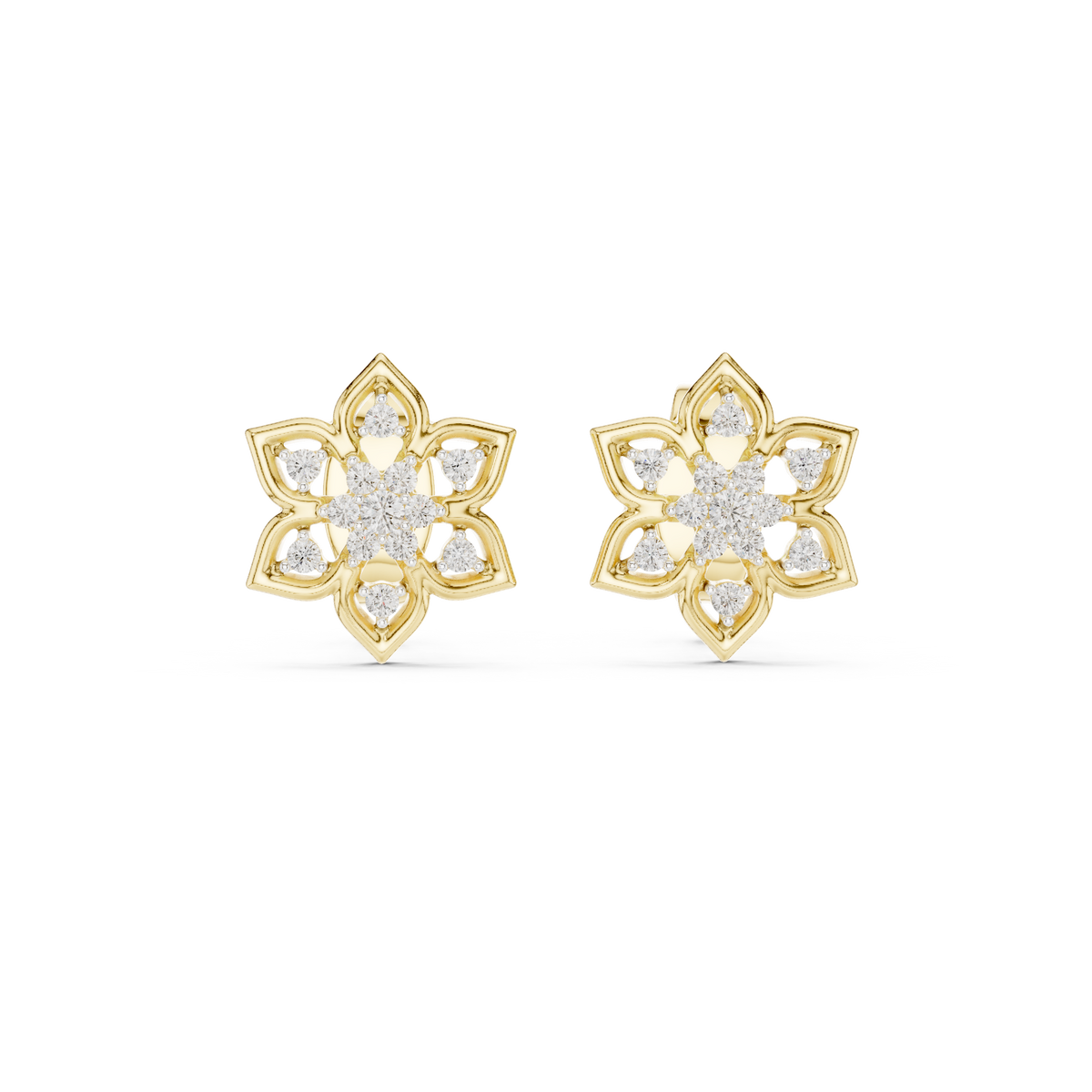 Regal Snowflake Floral Diamond Studs