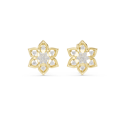 Regal Snowflake Floral Diamond Studs