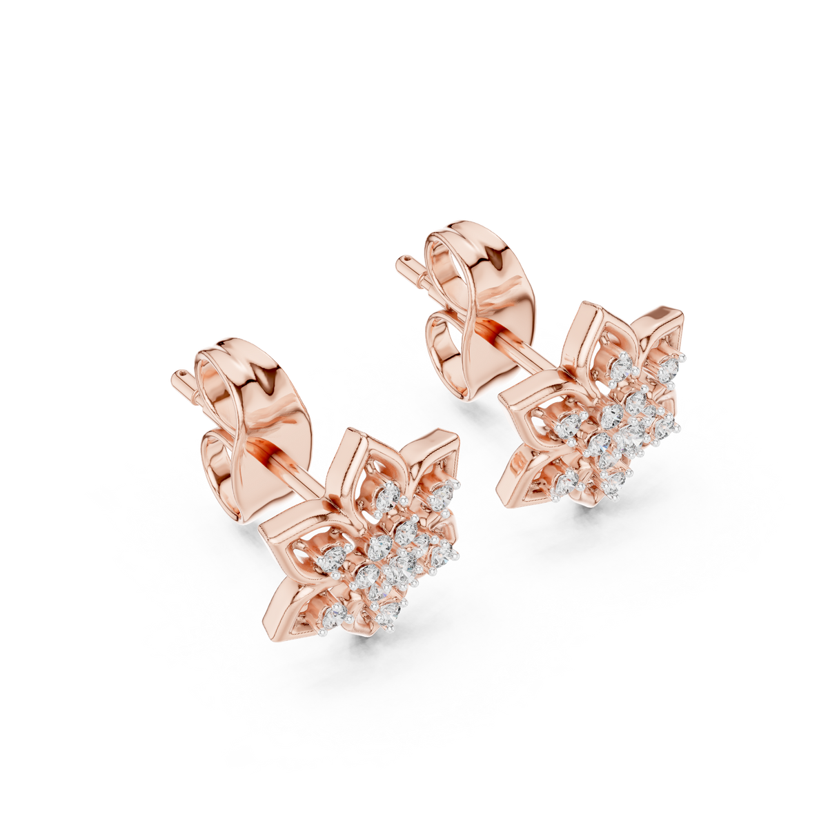 Regal Snowflake Floral Diamond Studs