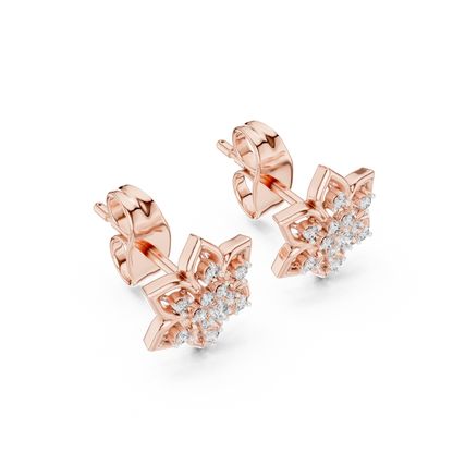 Regal Snowflake Floral Diamond Studs