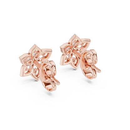 Regal Snowflake Floral Diamond Studs