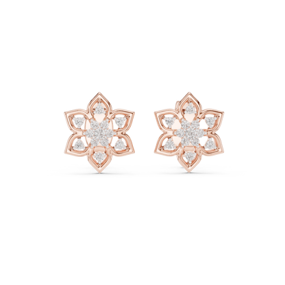 Regal Snowflake Floral Diamond Studs