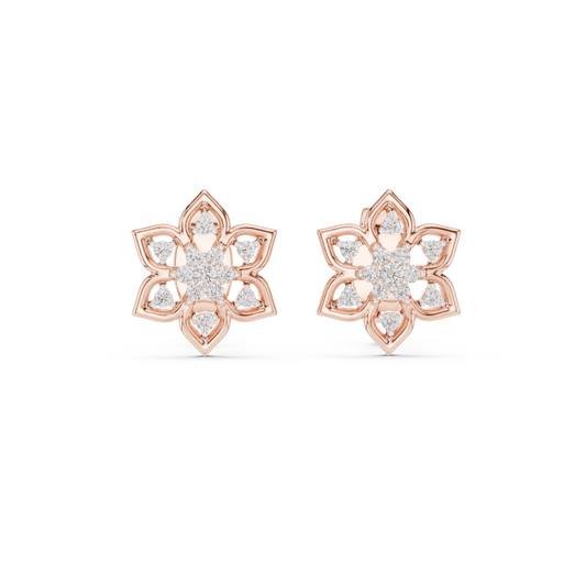 Regal Snowflake Floral Diamond Studs