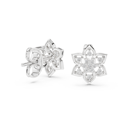 Regal Snowflake Floral Diamond Studs