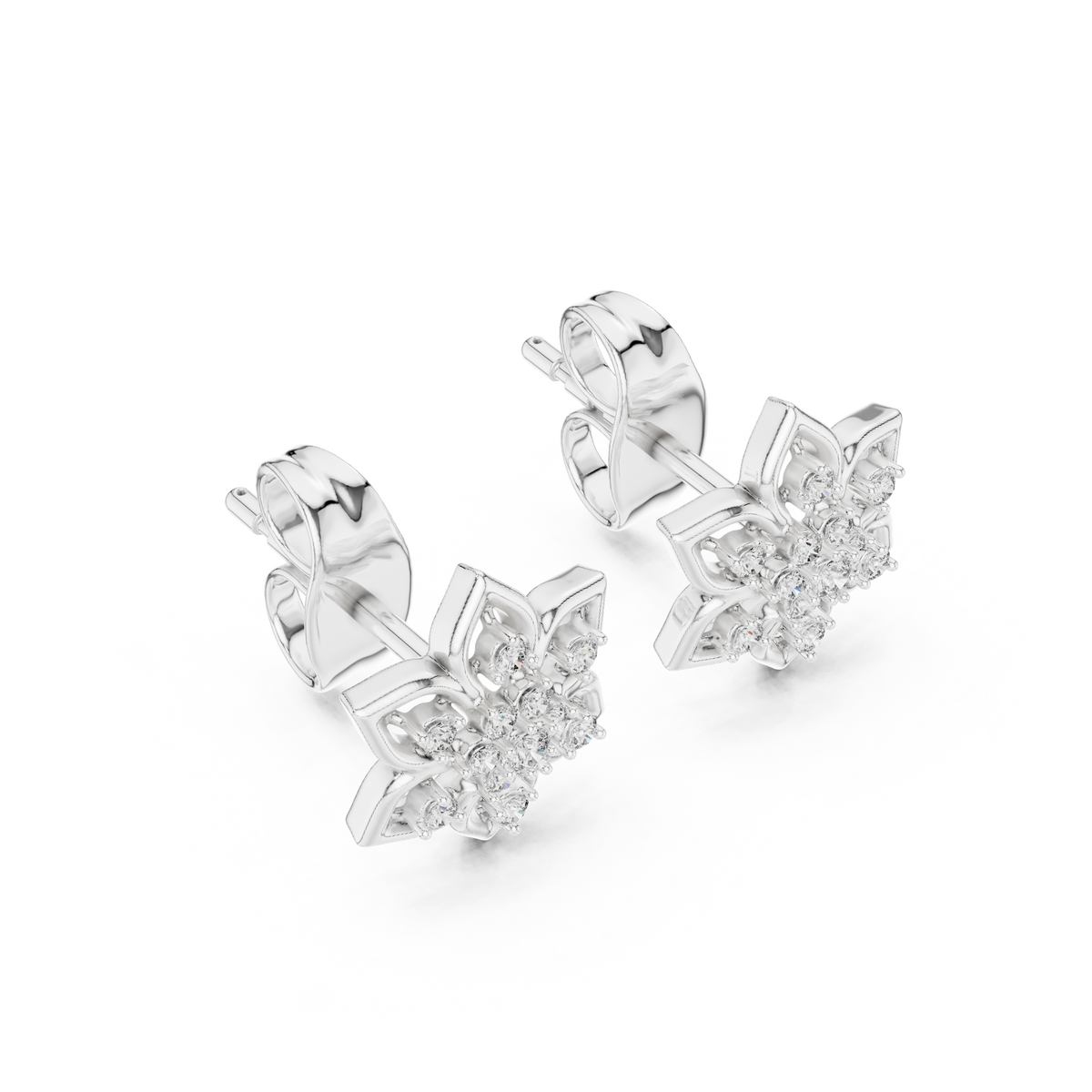 Regal Snowflake Floral Diamond Studs