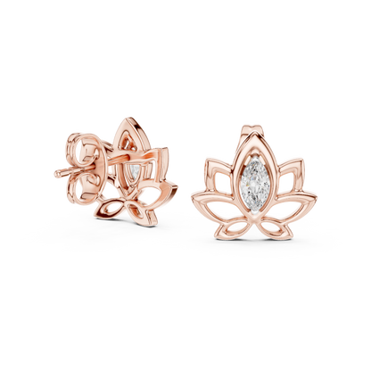 Elegant Lotus Marquise Diamond Studs