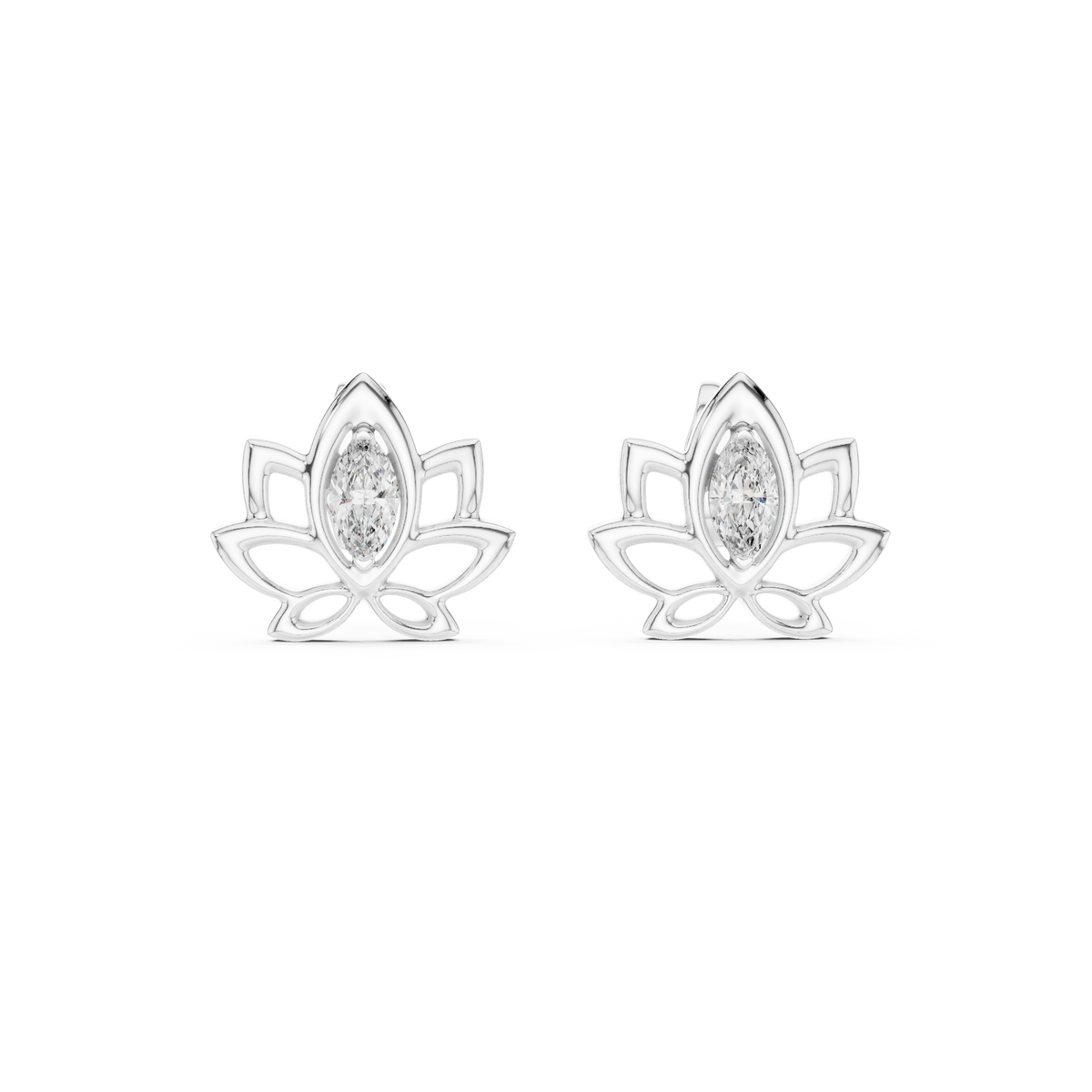 Elegant Lotus Marquise Diamond Studs