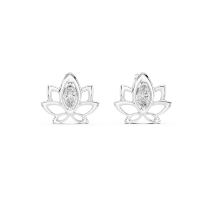 Elegant Lotus Marquise Diamond Studs