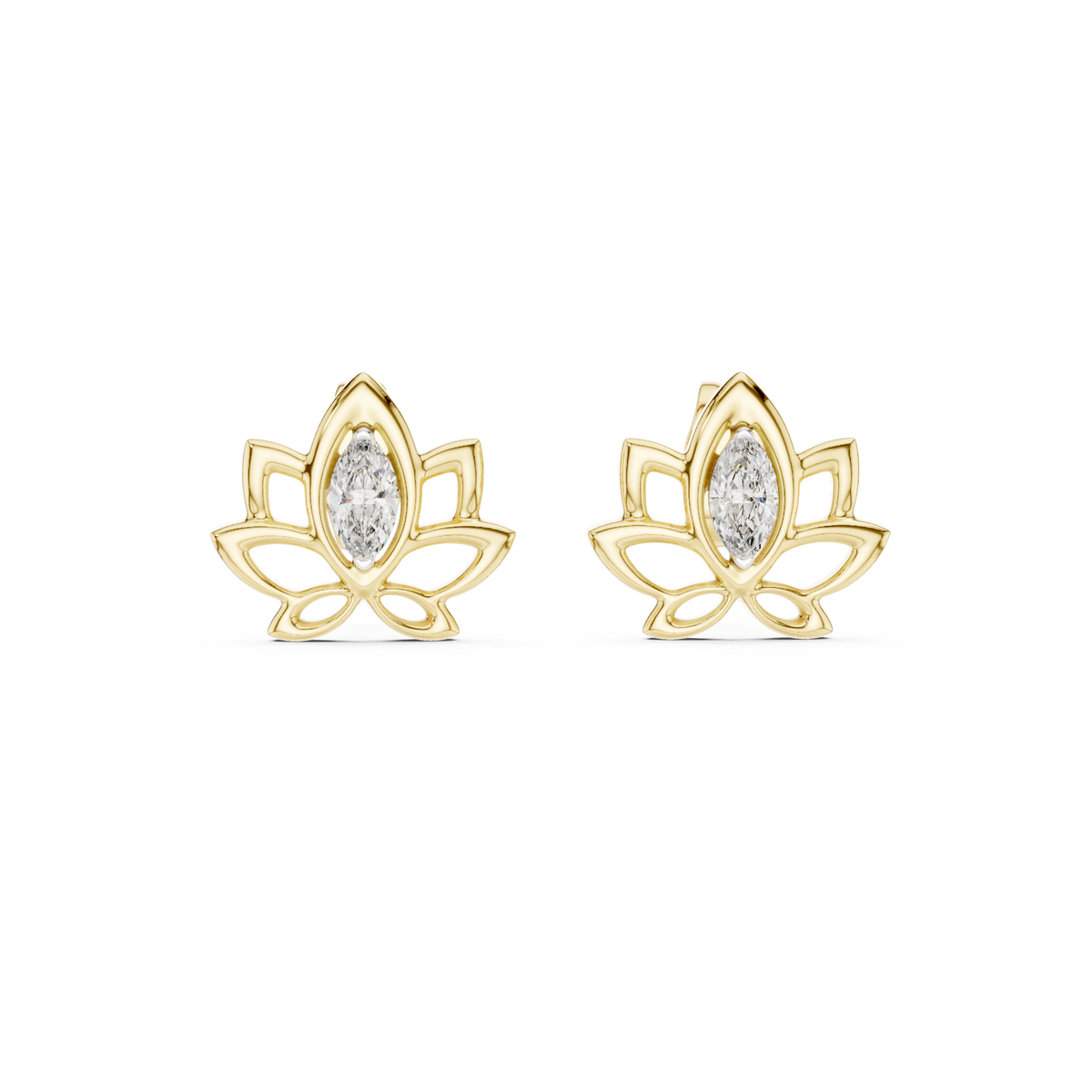 Elegant Lotus Marquise Diamond Studs