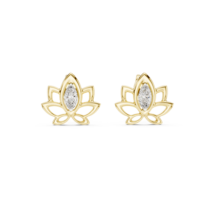 Elegant Lotus Marquise Diamond Studs